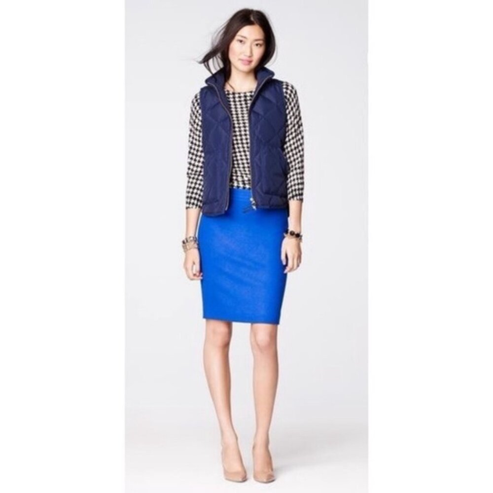 J. Crew Bright Royal Blue Pencil Skirt in Double-Serge Wool